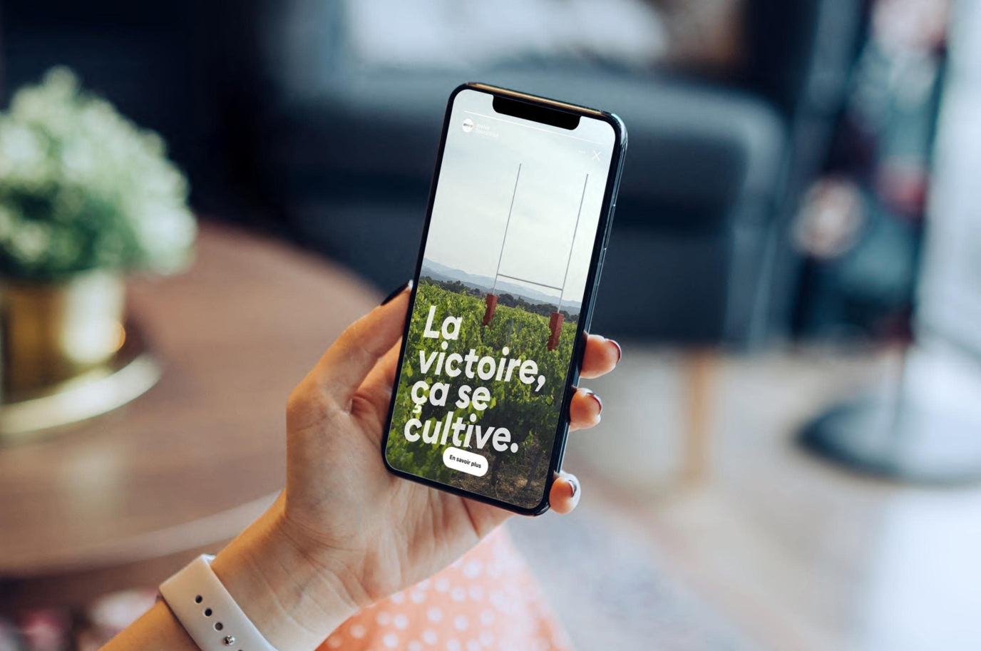Personne tenant un téléphone qui affiche un visuel INVIVO