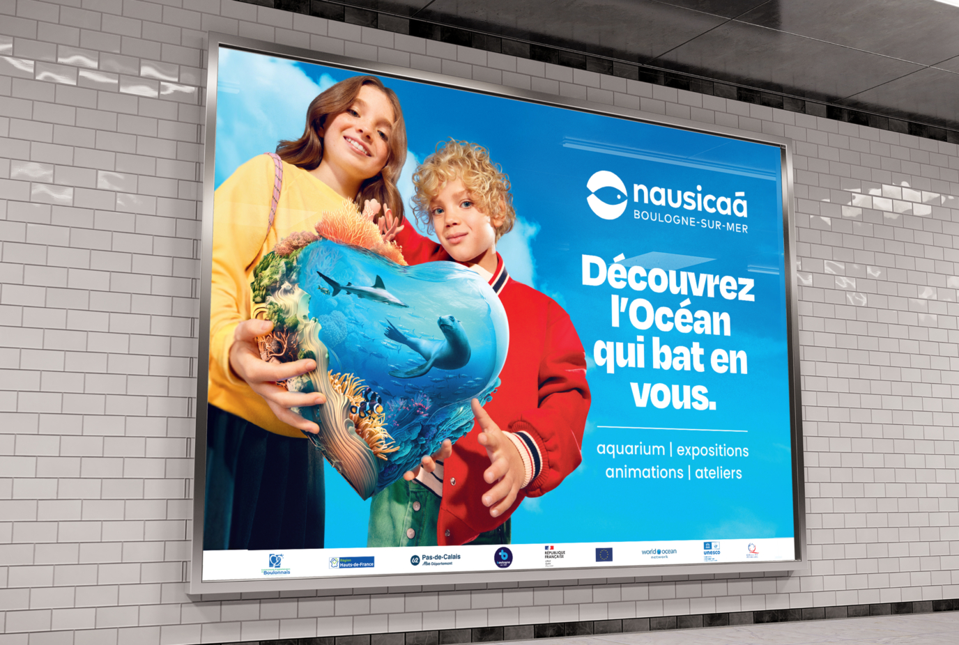 Affichage métro Nausicaa, découvrez l'Océan qi bat en vous.